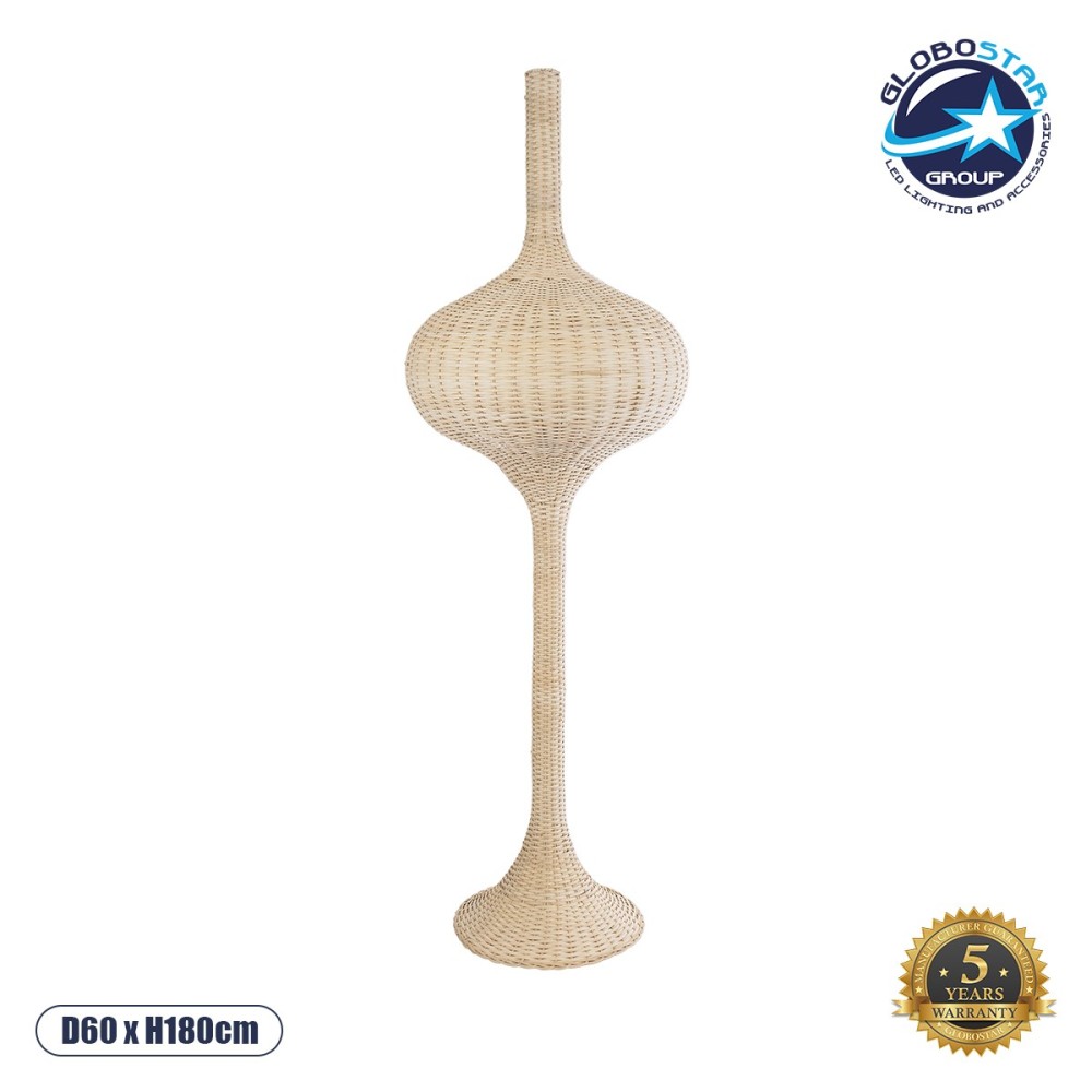 GLOBOSTAR® ALADDIN 02052 Boho Επιδαπέδιο Φωτιστικό με Ντουί 1 x E27 AC 220-240V IP20 - Μπεζ - Μ60 x Π60 x Υ180cm